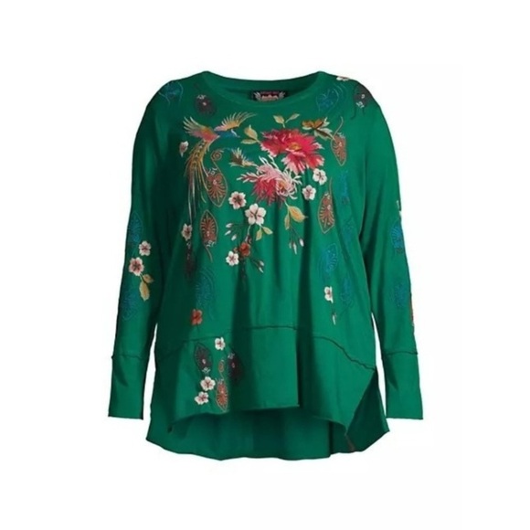 Johnny Was Green Blouse with Elegant Design - Picture 1 of 1